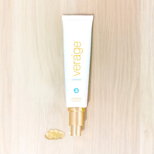 Tube of Verage skincare product on a beige background