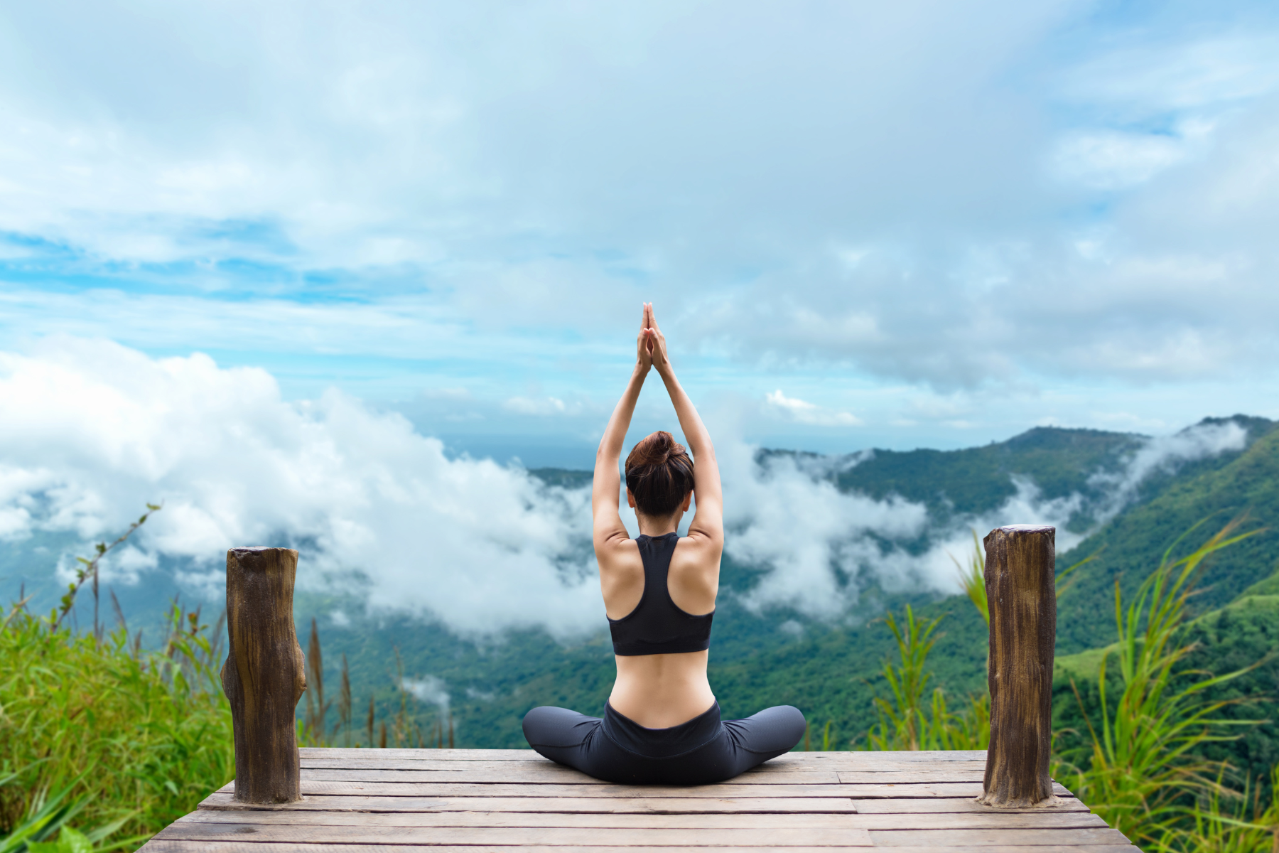 Meditation image with a serene nature background – Natural anxiety relief through wellness rituals and essential oils