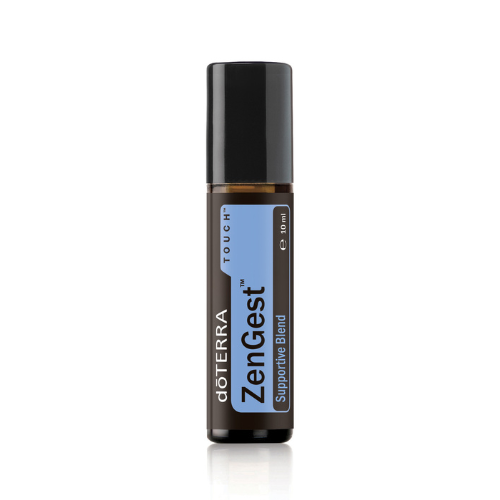 doTERRA ZenGest essential oil bottle on a white background
