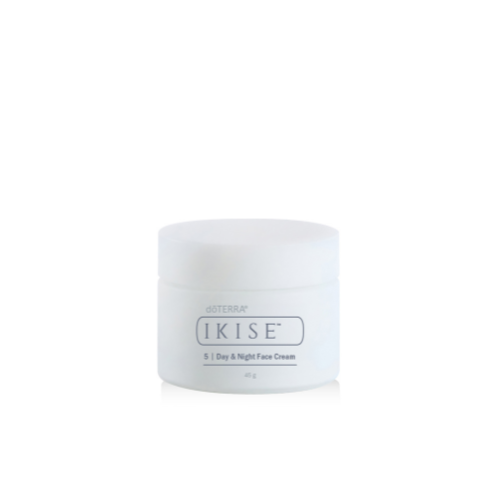 White jar of ikise cream on a white background