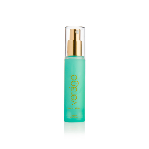Skincare serum bottle with the label doterra verage with gold cap on a white background