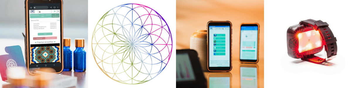 A collage of four Solex wellness products, including red light therapy tools designed to support overall health, energy balance, and vitality.