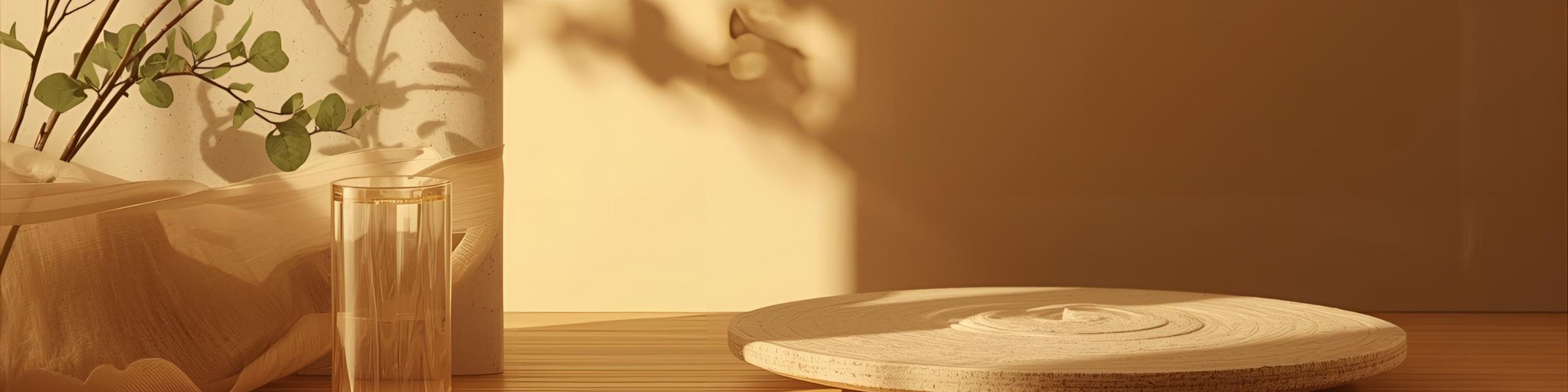 Light-colored ceramic plate on a wooden surface with a blurred background
