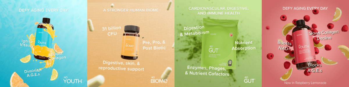 Collection of supplement bottles with colorful labels and icons on a white background